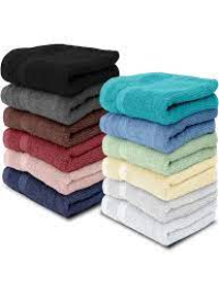 Two Piles of Towels in Multiple Colors